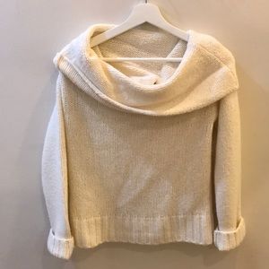 Anthropologie Cream Off-shoulder Sweater
